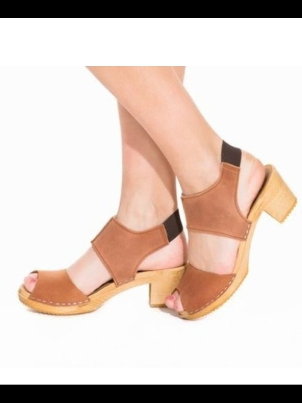 Women’s Tan Leather Slingback Clog Sandals Sz 8